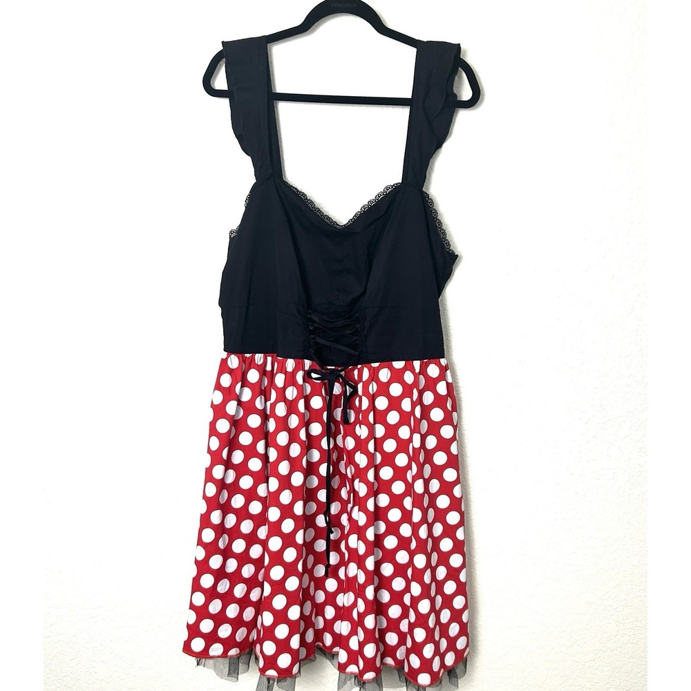 Torrid Disney Minnie Mouse Retro Style Corset Dress Polka Dot Sz 16 1X Fit Flare